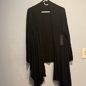 Donna Karan Black Open-Front Draped Cardigan